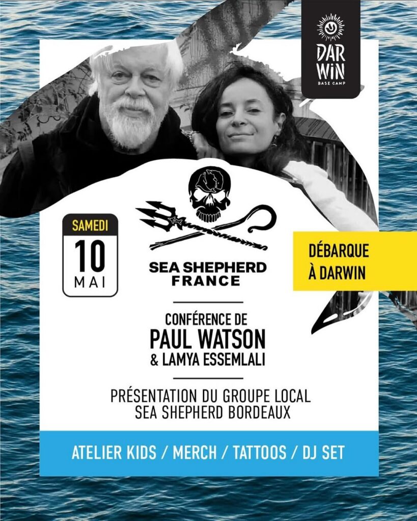 affiche journée Sea Shepherd France avec Paul Watson à Darwin (10 mai 2025)